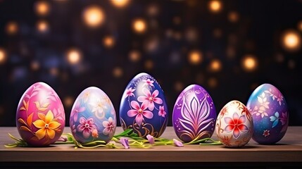 Beautiful colorful easter eggs background copy space