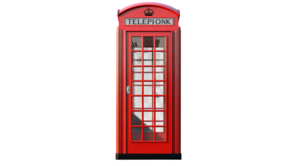 Isolated red telephone booth with crown symbol