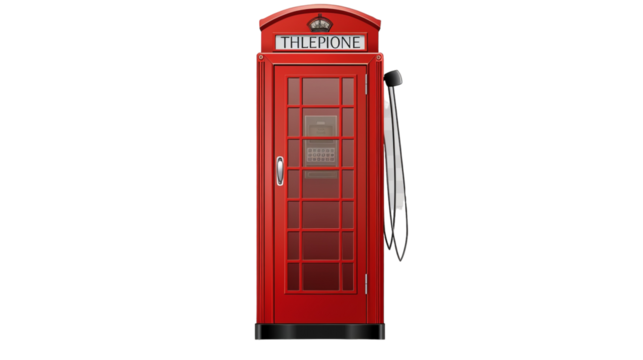 A red British telephone booth isolated on a white background