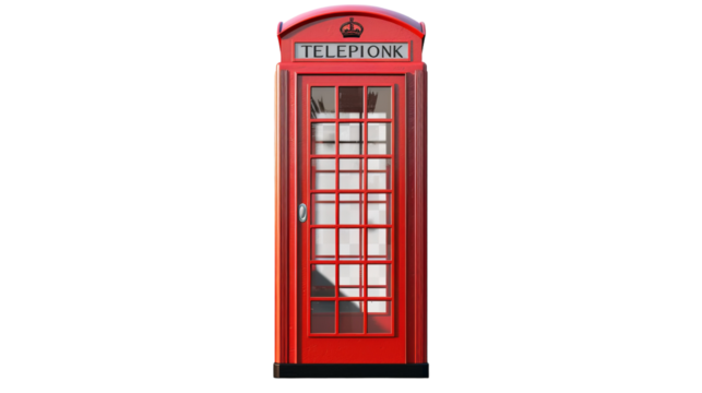 Isolated red telephone booth with crown symbol