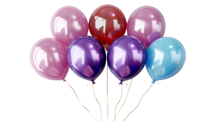 A bunch of colorful balloons isolated against a white background
