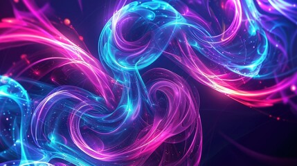 Glowing neon swirls in cosmic ultraviolet hues. Mystical and futuristic background
