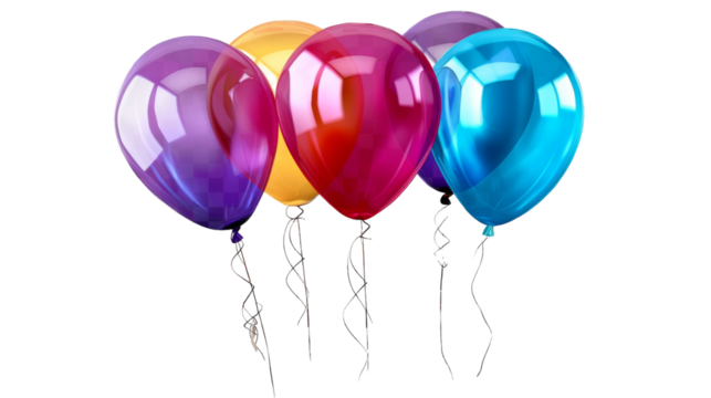 Four vibrant balloons in various colors
