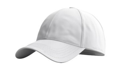 Blank white baseball cap with curved brim isolated on white background