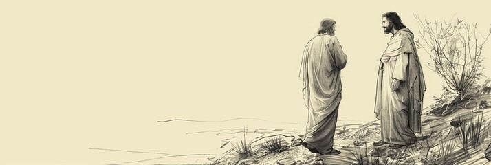 Obraz premium Jesus’ Arrest in the Garden of Gethsemane, Biblical Illustration of Betrayal and Submission, Ideal for Religious Banner,Christian banner