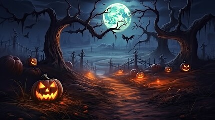 halloween background with spooky pumpkins