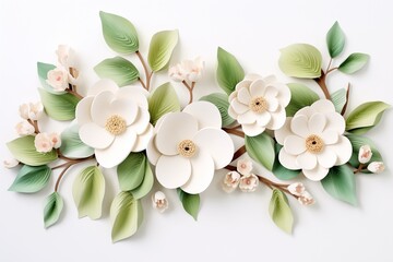 Fototapeta premium 3D botanical wall decoration featuring lifelike flowers in a variety of colors, perfect for a bright and airy room 