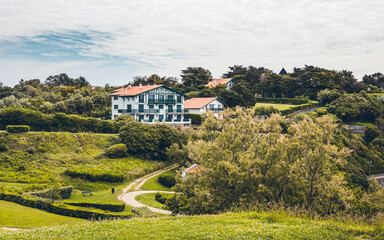 Discovery of the sublime trout town of Saint Jean Luz, its beaches and cliffs, Basque country in...