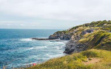 Naklejka premium Discovery of the sublime trout town of Saint Jean Luz, its beaches and cliffs, Basque country in summer, France