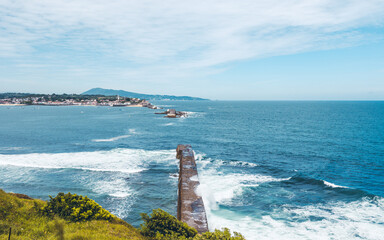 Discovery of the sublime trout town of Saint Jean Luz, its beaches and cliffs, Basque country in...