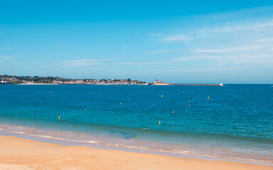 Discovery of the sublime trout town of Saint Jean Luz, its beaches and cliffs, Basque country in...
