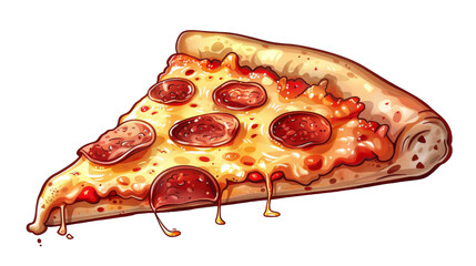 A slice of pepperoni pizza with melted cheese and sauce - Powered by Adobe