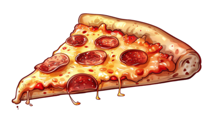 A slice of pepperoni pizza with melted cheese and sauce