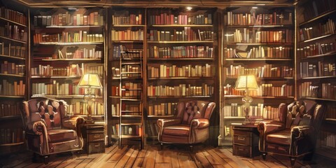 Fototapeta premium Vintage Library Illustration