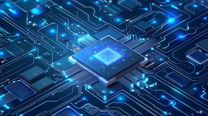 Fototapeta premium CuttingEdge AI Technology in Medical Equipment HighTech Chip with Integrated Circuits and Sensors