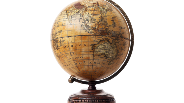 Vintage globe with detailed world map