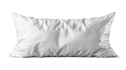 A single, white pillow isolated on a white background