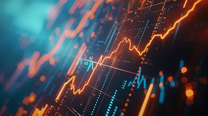 Pulsating Financial Pulse Vibrant Graph Illustrating Market Volatility and Trends