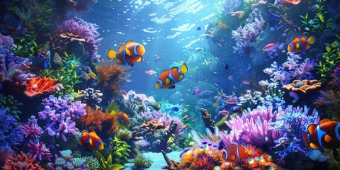 Naklejka premium Underwater Coral Reef Wonderland