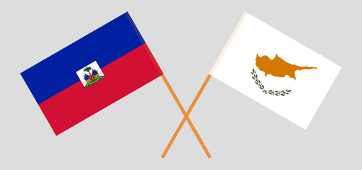 Crossed flags of Haiti and Cyprus. Official colors. Correct proportion