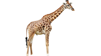 Naklejka premium A giraffe standing on a white background