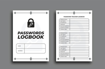 Password Logbook Tracker. Password Book Journal. Password Tracker Template. A4 Size Easily Editable Password Tracker Log Book. Password Log Book KDP Interior