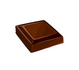 Dark chocolate vector icon. Piece of chocolate bar. Simple flat illustration.