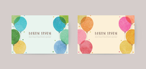 hand drawn balloon illustration cards for invitation, birthday	