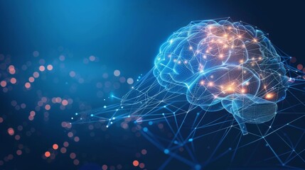 Digital Brain Illuminating AI Pathways in a Vibrant Vector Graphic