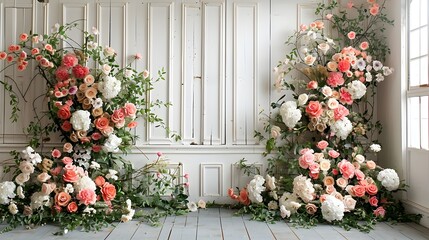 Elegantly Decorated Floral Arch Backdrop for Weddings and