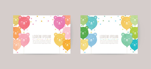 hand drawn teddybear balloon illustration cards for invitation, birthday	