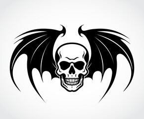 skull with demon wings tattoo logo