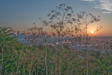 sunrise glow over cincinnati ohio