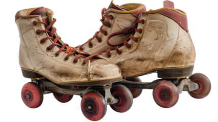Close-up of a pair of vintage roller skates