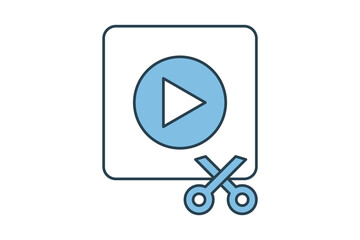 Video Editor icon. icon related to edit tool. suitable for web site, app, user interfaces, printable etc. flat line icon style. simple vector design editable
