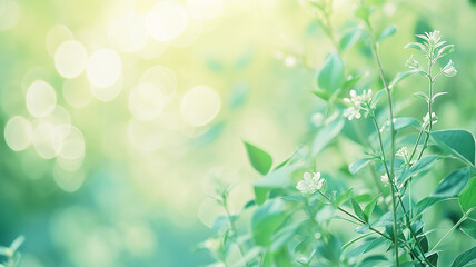 Green leaves of bushes and trees in the sunlight close-up