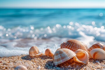 Abundance of shells by ocean - Powered by Adobe