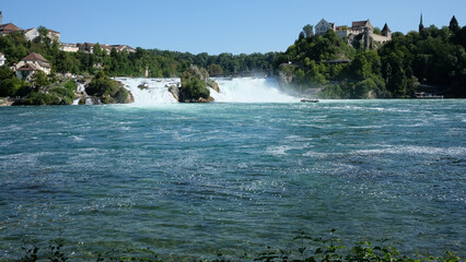 Small waterfall and the river in nature