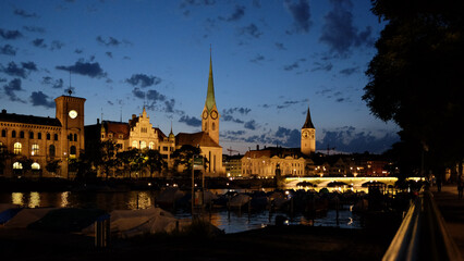 Obraz premium A night view of Zurich, Switzerland