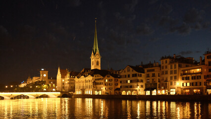 Obraz premium A night view of Zurich, Switzerland