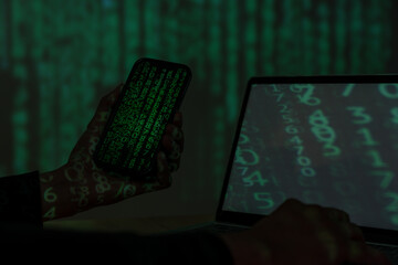 Computer Hacker are hacking data