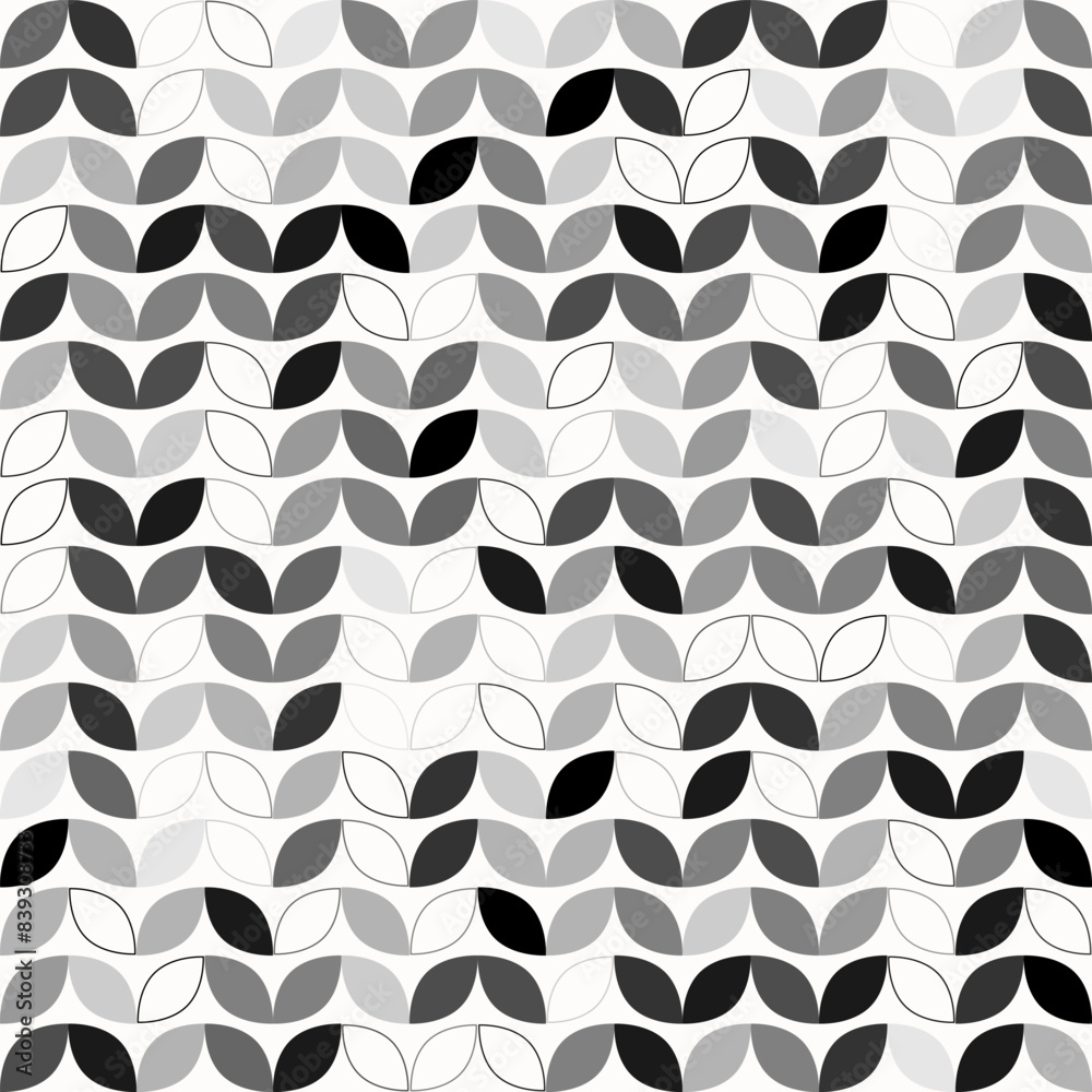 Poster abstract geometric seamless background with gray leaves.