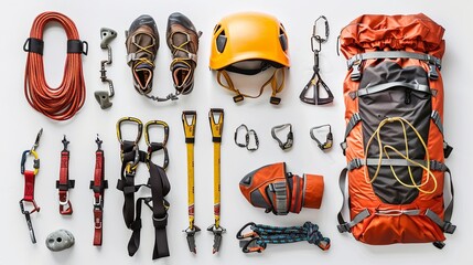 Some gear for climbing isolated on white