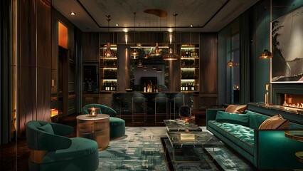 Dark tone living room in hotel