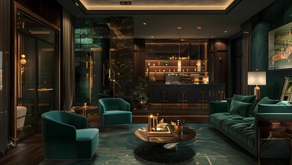 Dark tone living room in hotel