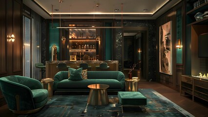 Dark tone living room in hotel