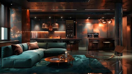 Dark tone living room in hotel