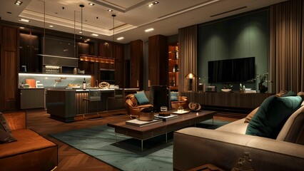 Dark tone living room in hotel