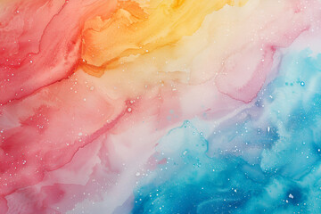 Fototapeta premium Abstract texture and the colourful background , watercolor and oil mix , A bright and energetic watercolor abstract background featuring colour ful orange, and cyan