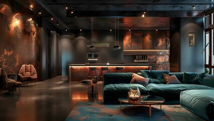 Dark tone living room in hotel